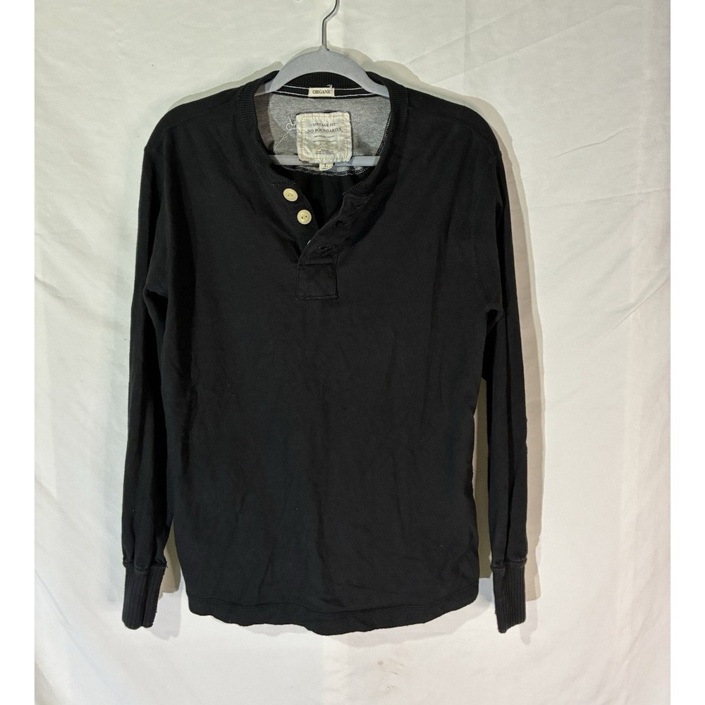 No Boundaries Men's Vintage Fit Knit Henley Sweater L Black Long Sleeve